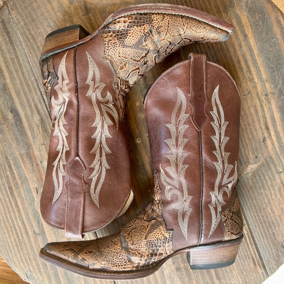 Brown Leather Western Cowboy Boots - Picture 1 of 8